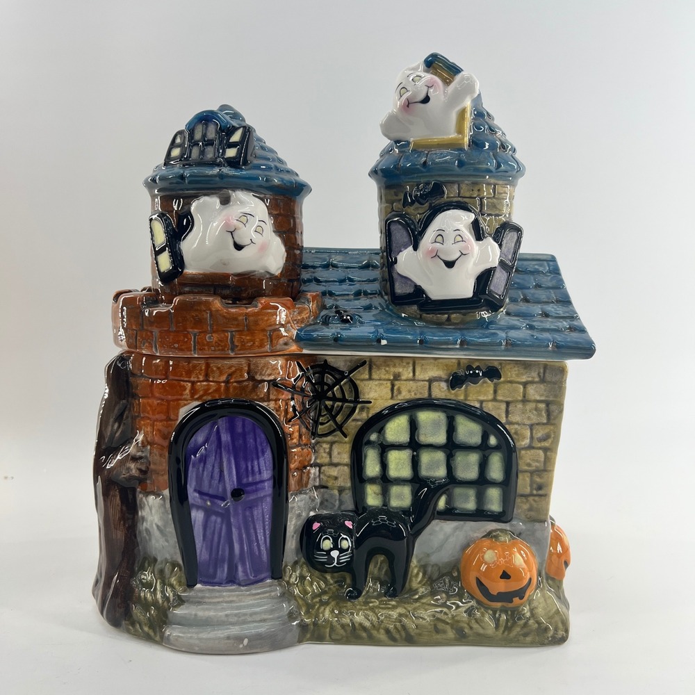 Davids Cookies Haunted House Cookie Jar Halloween Ceramic Ghost Castle